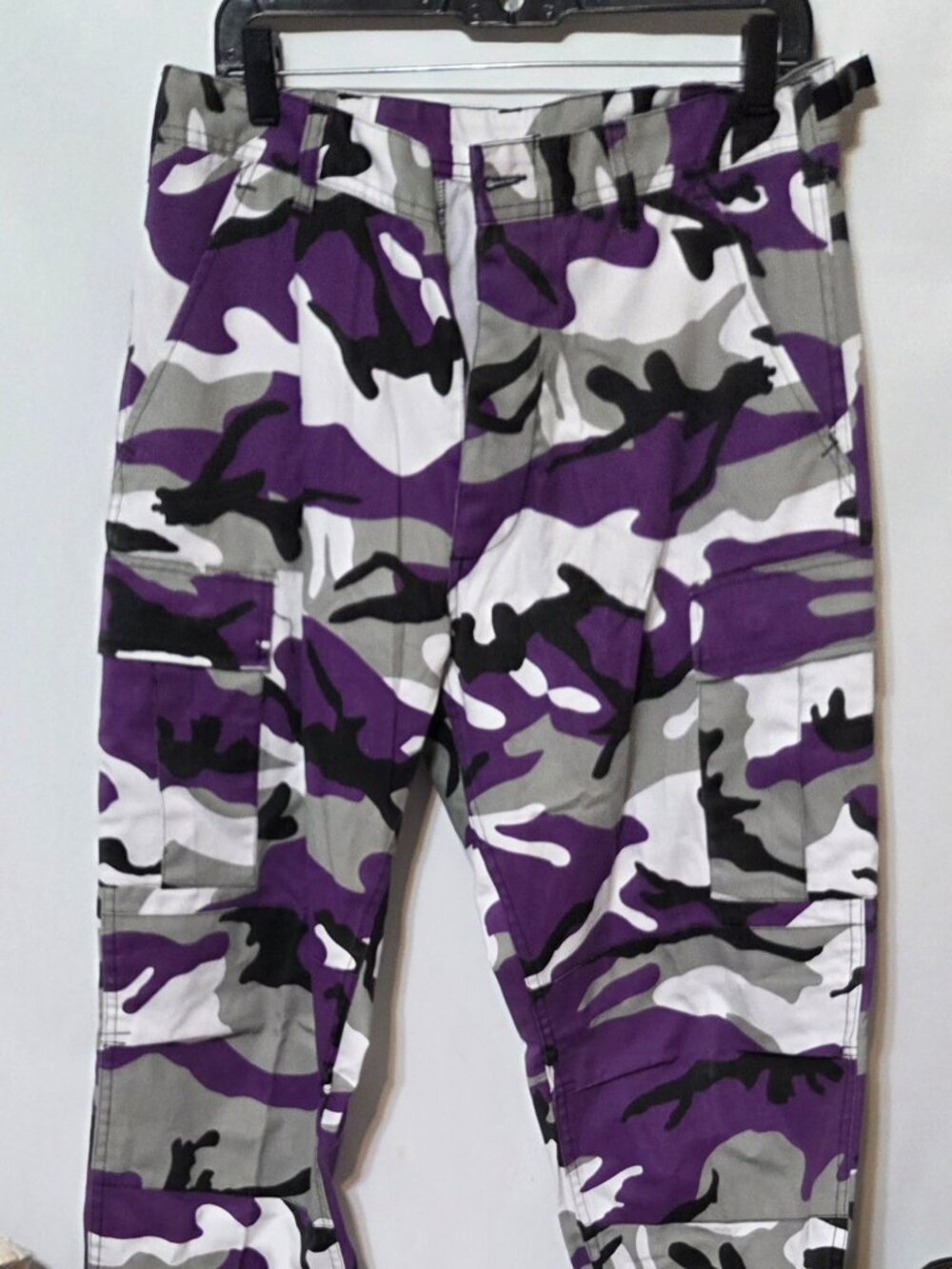 Purple Camo & White City Camo Two Tone Fashion Icon BDU Cargo Pants Trousers